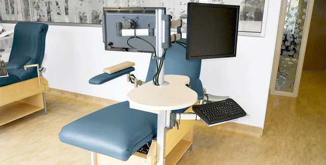 Labs, hospitals, clinics, and offices benefit from the adjustability and space-saving monitor arms designed for busy environments.