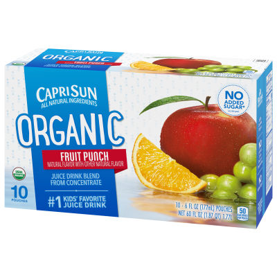 Capri Sun Organic Fruit Punch Juice Drink Blend, 10 ct Box, 6 fl oz Pouches