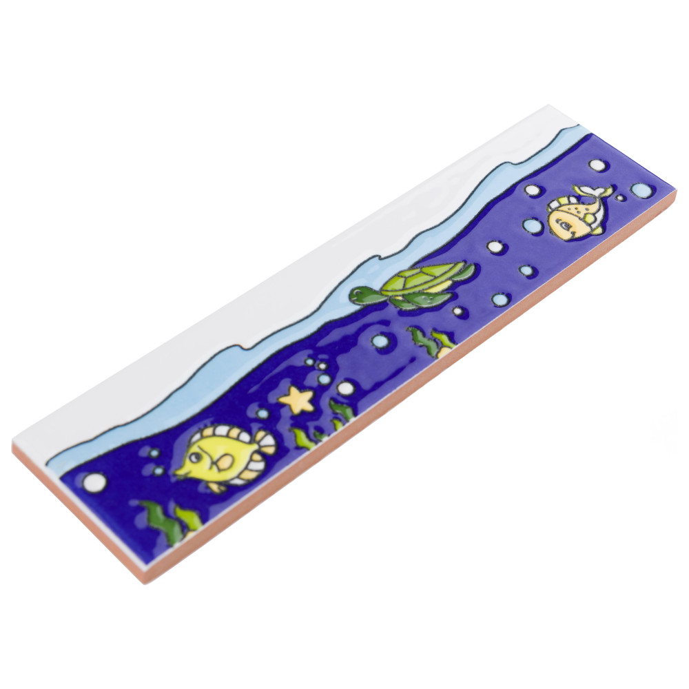 Captain Fishie 2 in. x 7-7/8 in. Ceramic Wall Trim