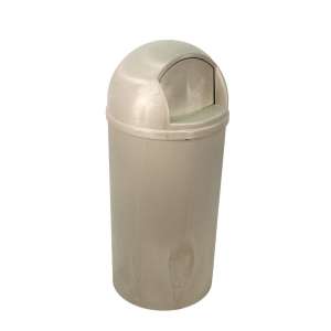 Impact, White, Bullet, 21 gal, Resin, Beige, Round, Receptacle
