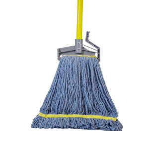 Hillyard, Antimicrobial Blend Looped-End Wet Mop Head with 1.25" Headband, Small, Blue