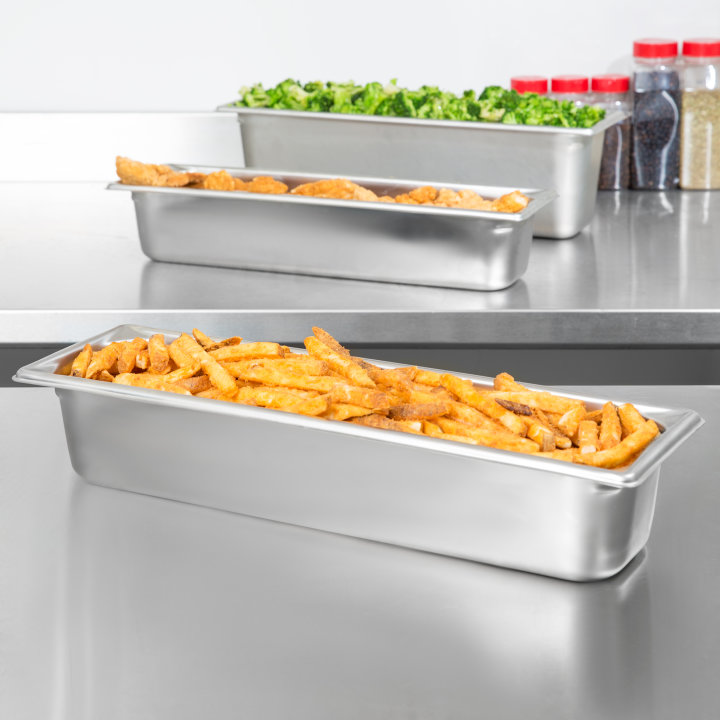 Half-long-size 4-inch-deep Super Pan V® stainless steel steam table pan