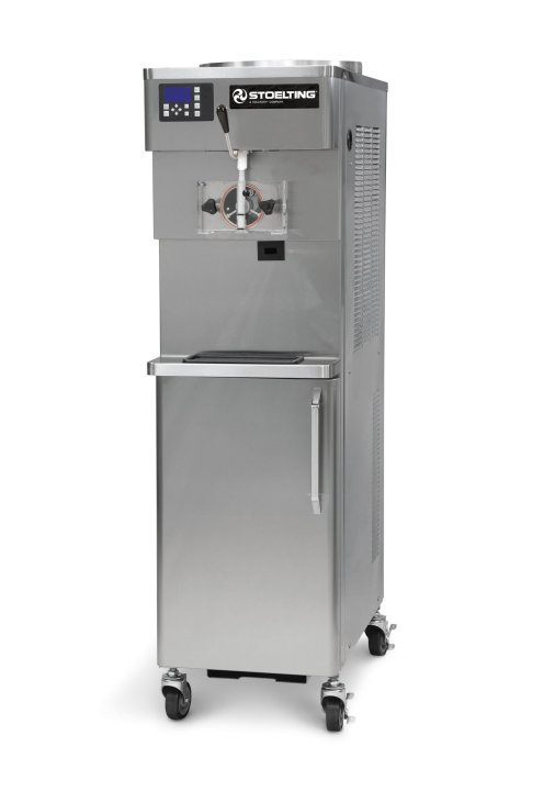 208- to 240-volt 1-phase 60-Hz air-cooled single-flavor soft serve and frozen yogurt freezer with refrigerated mix storage cabinet