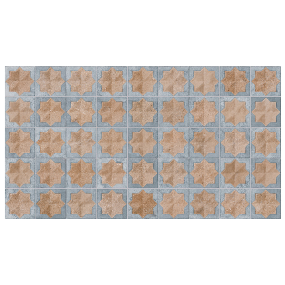 Tetuan Astre Cotto Blue 12-1/8 in. x 21-7/8 in. Porcelain Wall Tile
