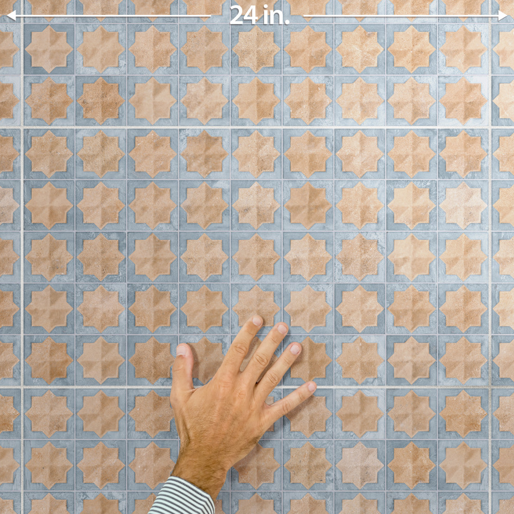 Tetuan Astre Cotto Blue 12-1/8 in. x 21-7/8 in. Porcelain Wall Tile