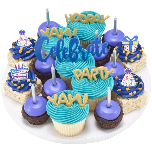 Mini Gold Balloon Words Cupcake Layon