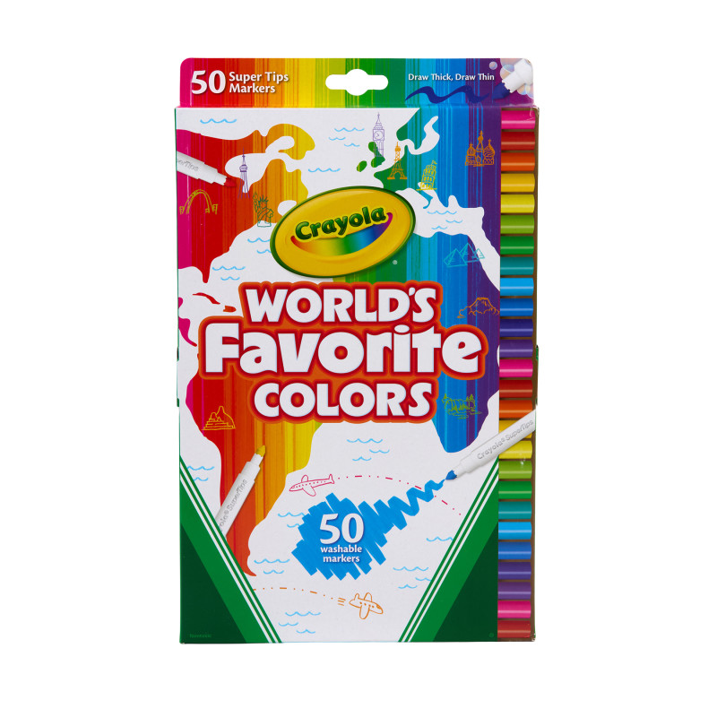World's Favorite Colors SuperTips Markers, 50 Count