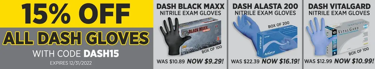 15% off Dash Medical Gloves with coupon code DASH15