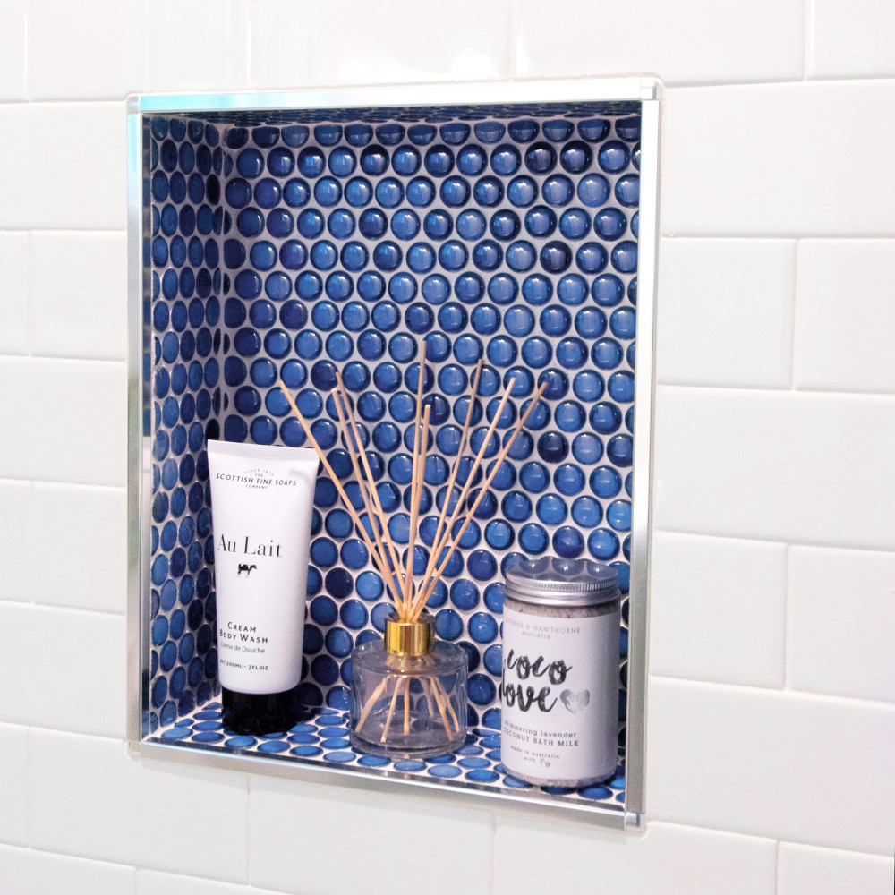 Hudson Penny Round Sapphire 11-7/8 in. x 12-5/8 in. Porcelain Mosaic Tile