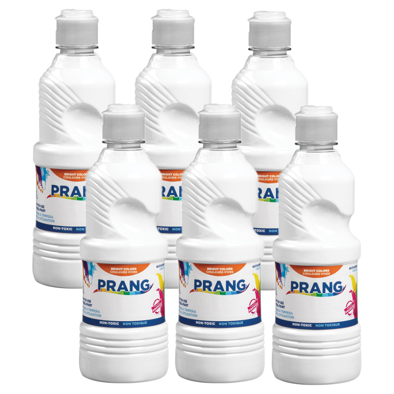 Ready-to-Use Tempera Paint, White, 16 oz, Pack of 6