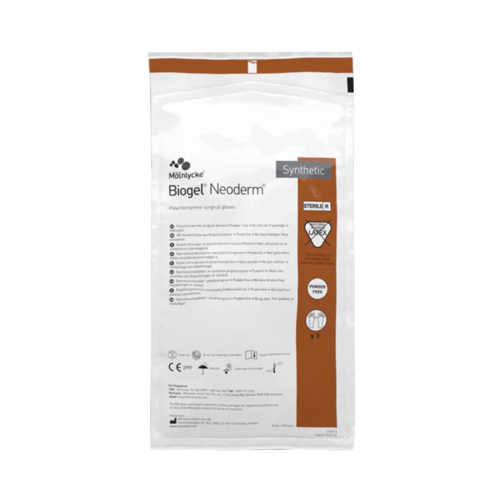 Biogel® NeoDerm® Polychloroprene Surgical Glove, Size 6, Light Brown