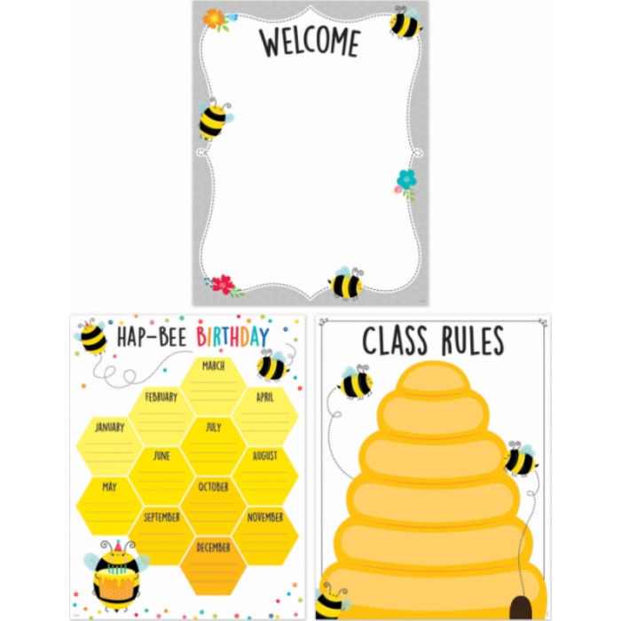 Paquete de 3 gráficos básicos para el aula de Busy Bees