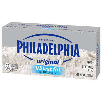 Philadelphia Cream Cheese 1/3 Less Fat than Cream Cheese, 8 oz Brick