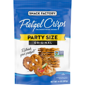 Snack Factory Original Pretzel Crisps, Non-GMO, 14 oz Party Size Bag