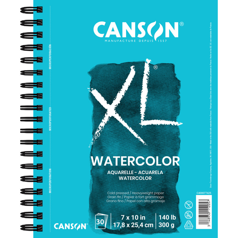 XL Series Watercolor Pad, Heavyweight White Paper, Side Wire Binding, 30 Sheet, 7x10 inch, 1 Count