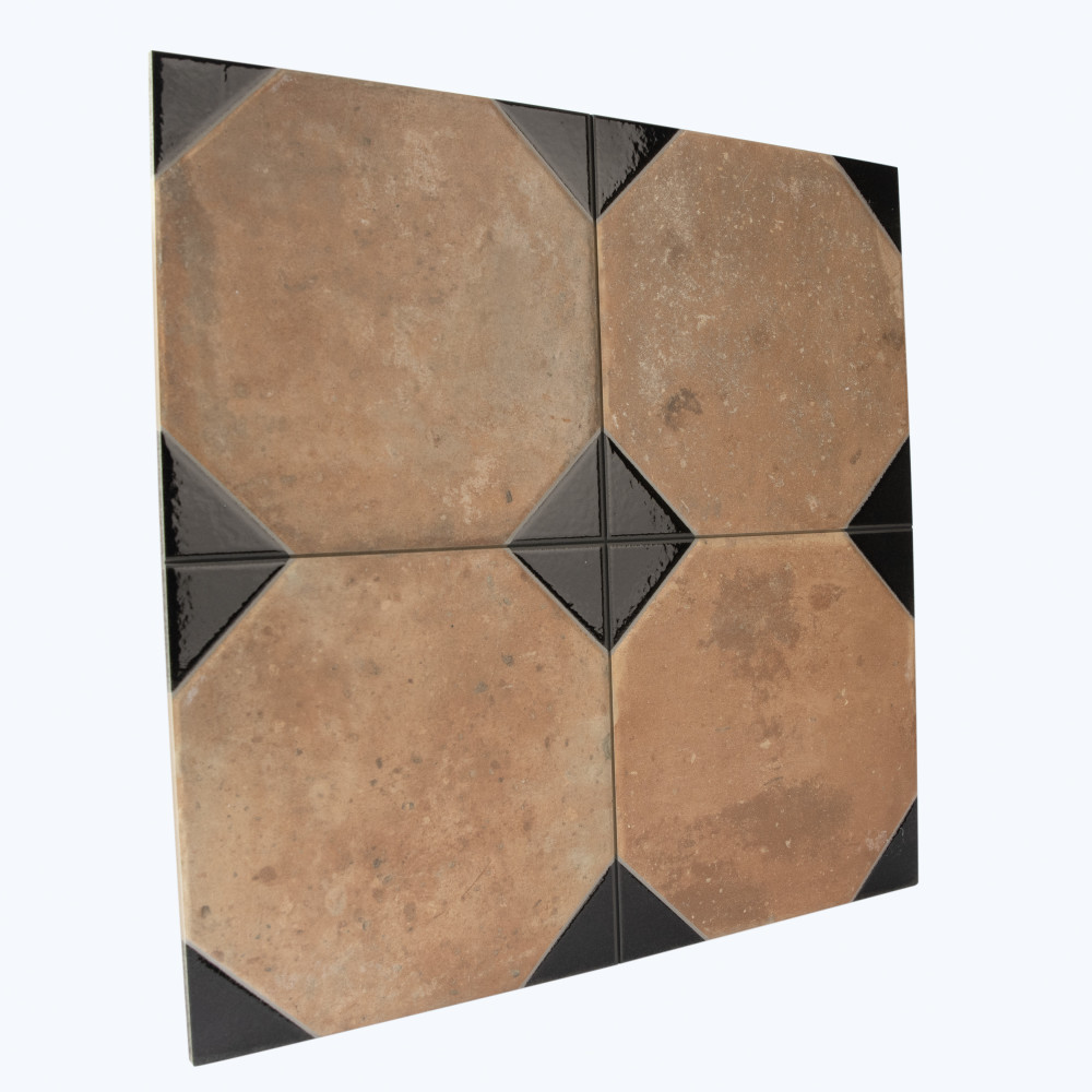 Kings Nonna with Black Corner 17-7/8 in. x 17-7/8 in. Porcelain Floor and Wall Tile
