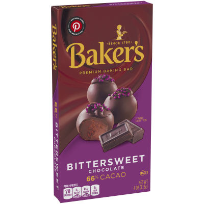 Baker's Bittersweet Chocolate Premium Baking Bar 66% Cacao, 4 oz Box