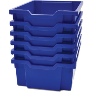 Deep F2 Tray, Royal Blue, 12.3" x 16.8" x 5.9", Heavy Duty School, Industrial & Utility Bins, Pack of 6