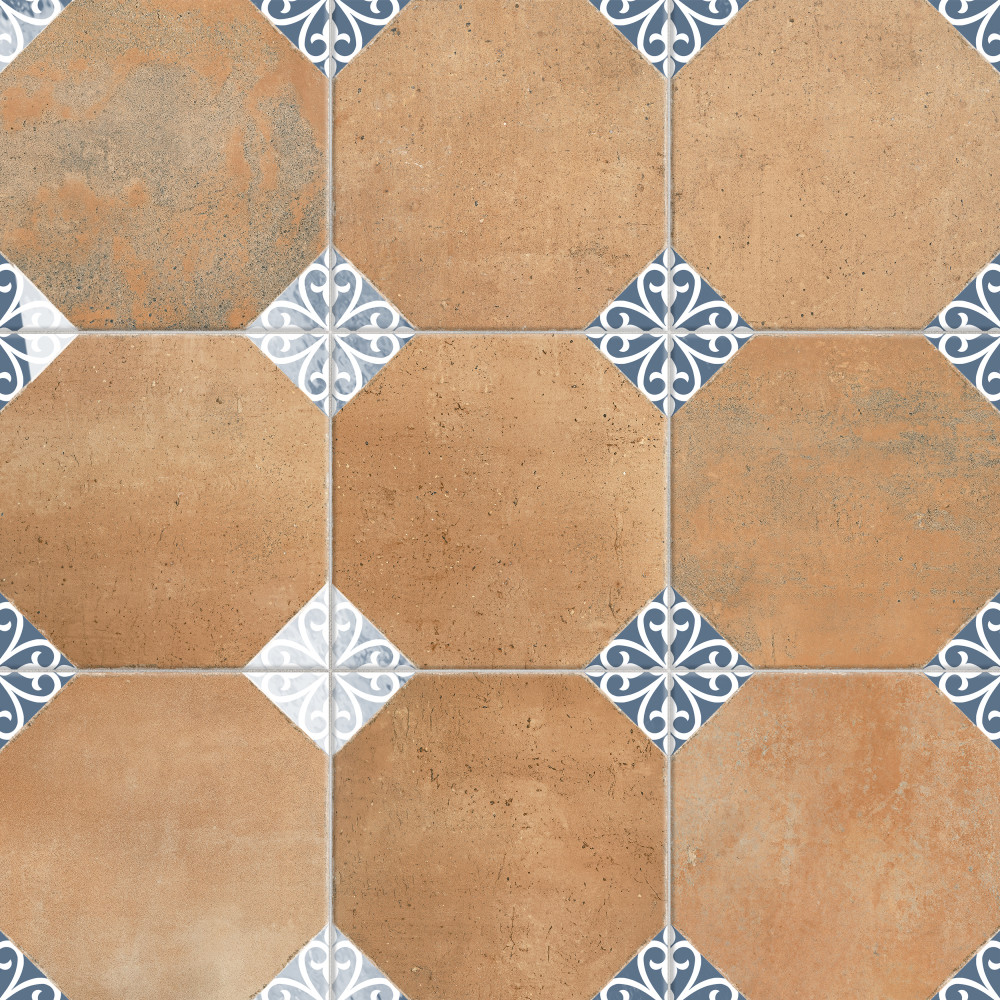 Degas Teja with Blue Deco 8-7/8 in. x 8-7/8 in. Porcelain Floor and Wall Tile