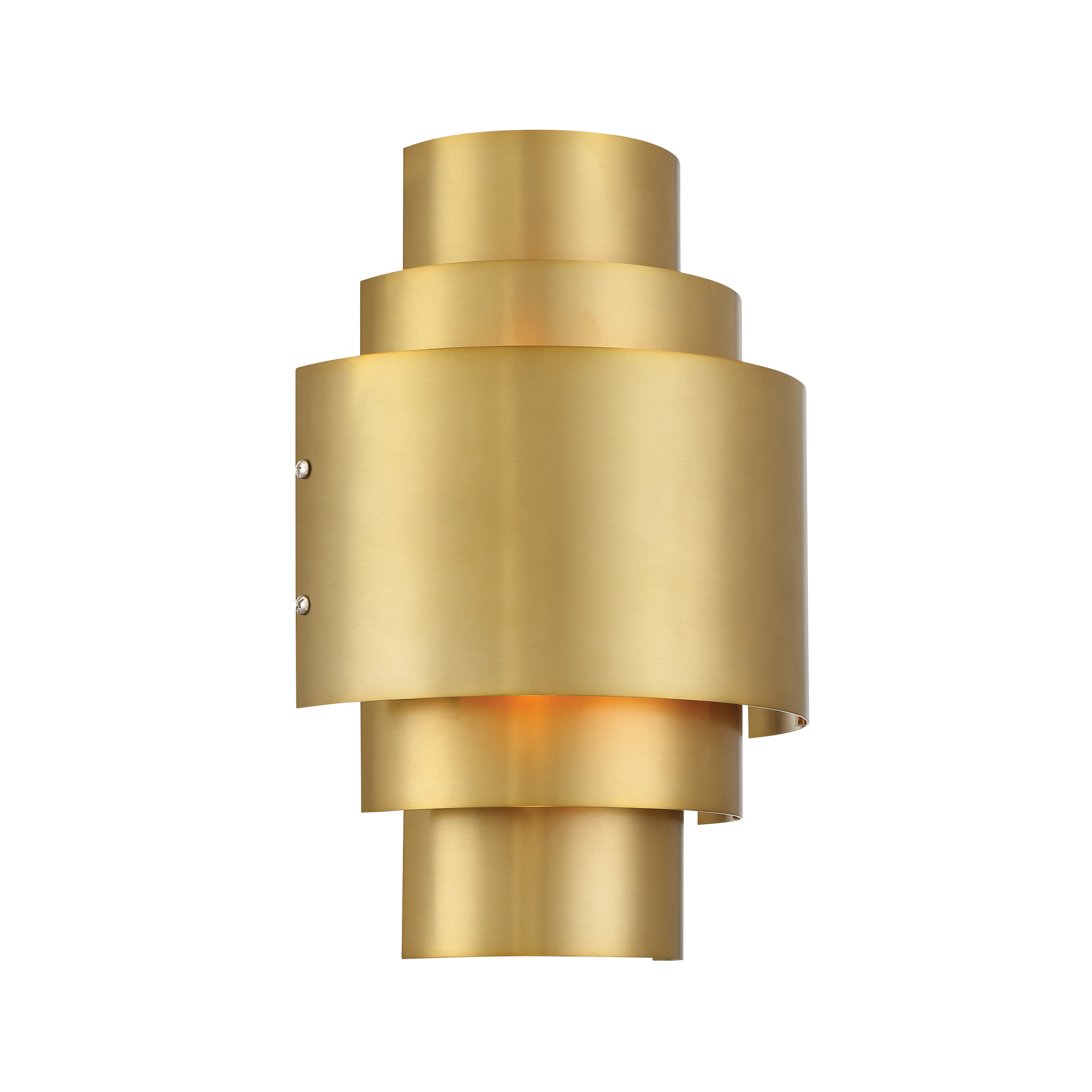 The SpyGlass Terrace wall sconce combines warm brass tones with clean contemporary lines. Its compact 10-inch width makes it ideal for flanking mirrors or creating ambient lighting in smaller spaces. - alternate view
