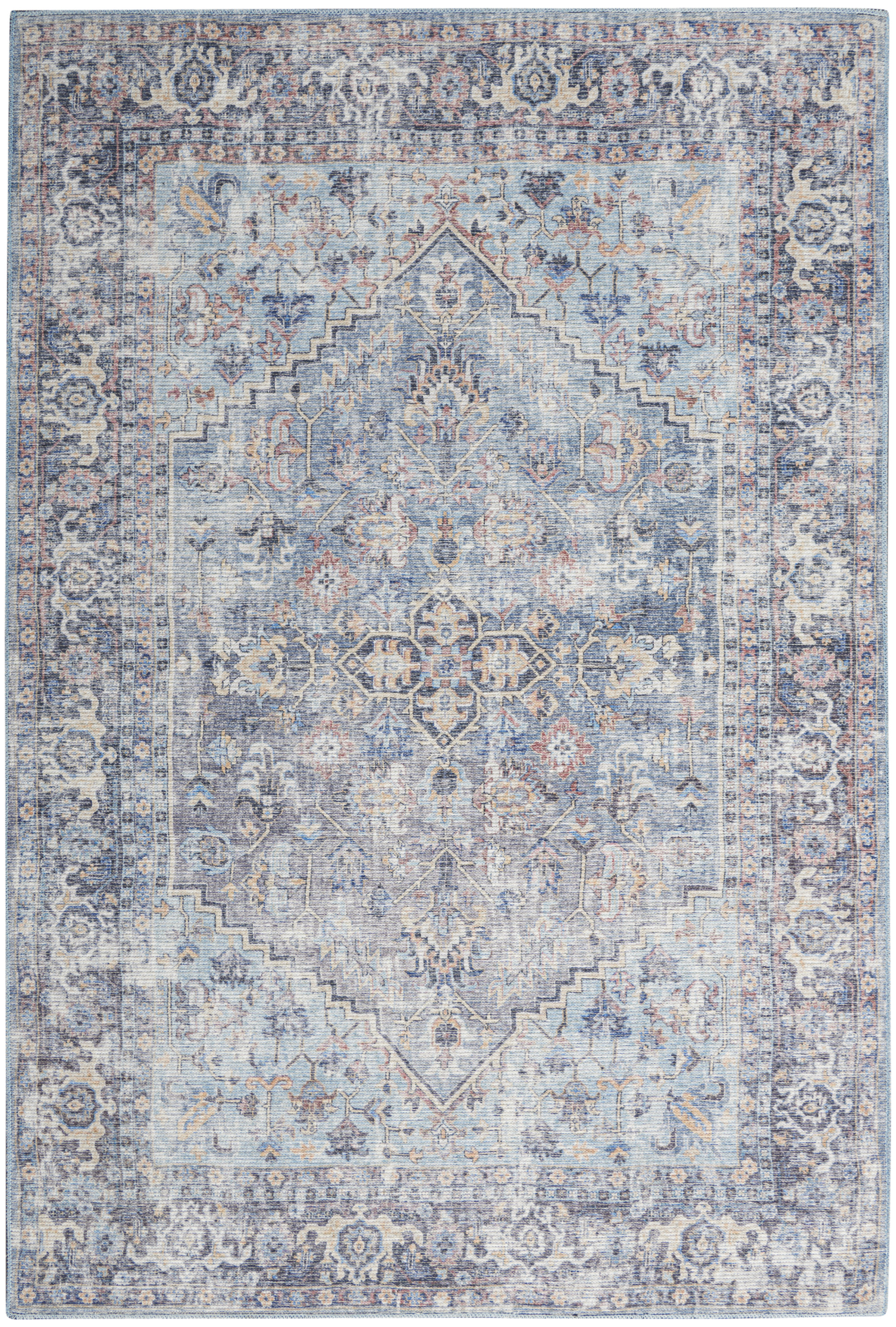 Nourison New Concept Washables 7'10" x 9'10" Light Grey Blue Vintage Indoor Rug