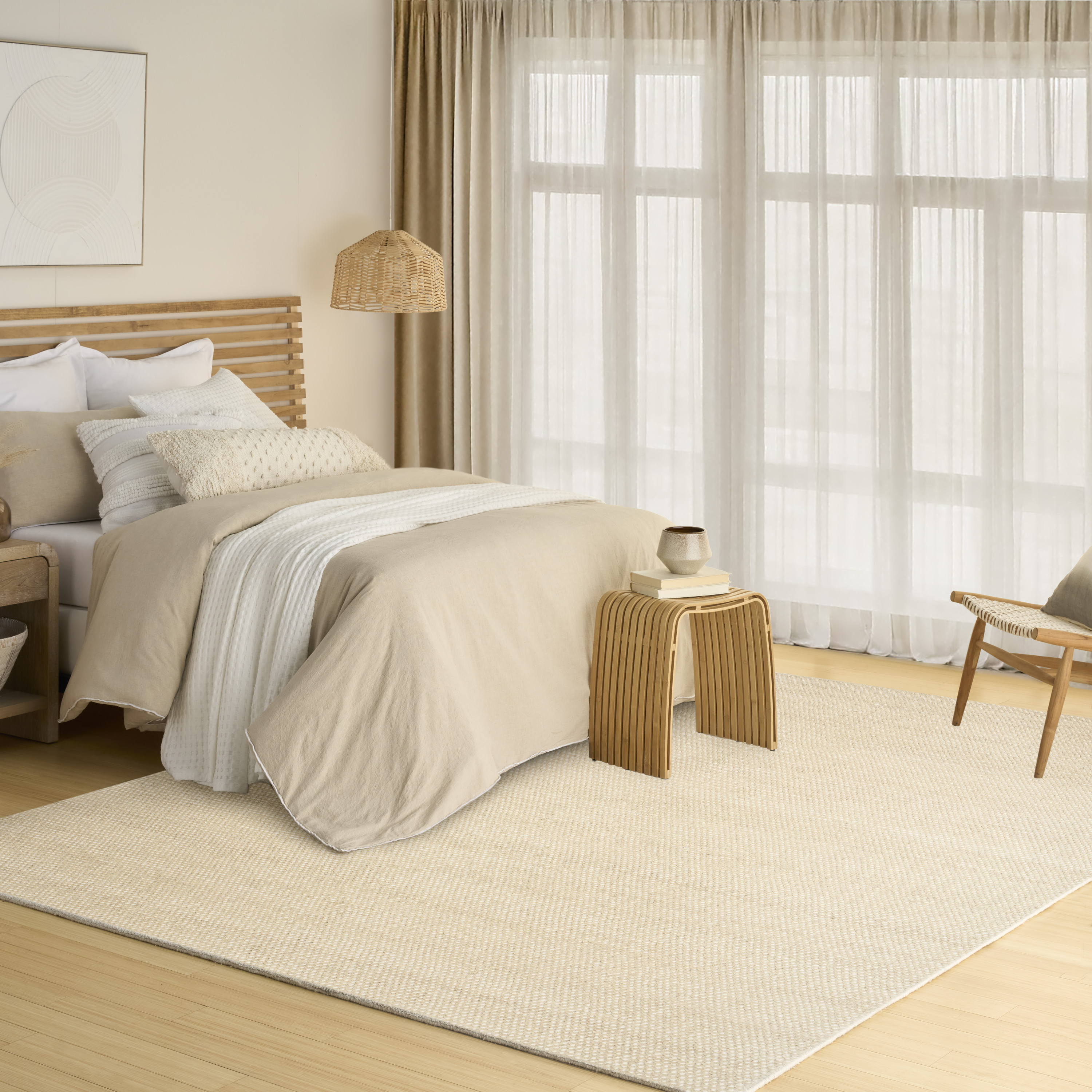 DKNY Pure Rows 8'6" x 11'6" Ivory Beige Farmhouse Indoor Rug