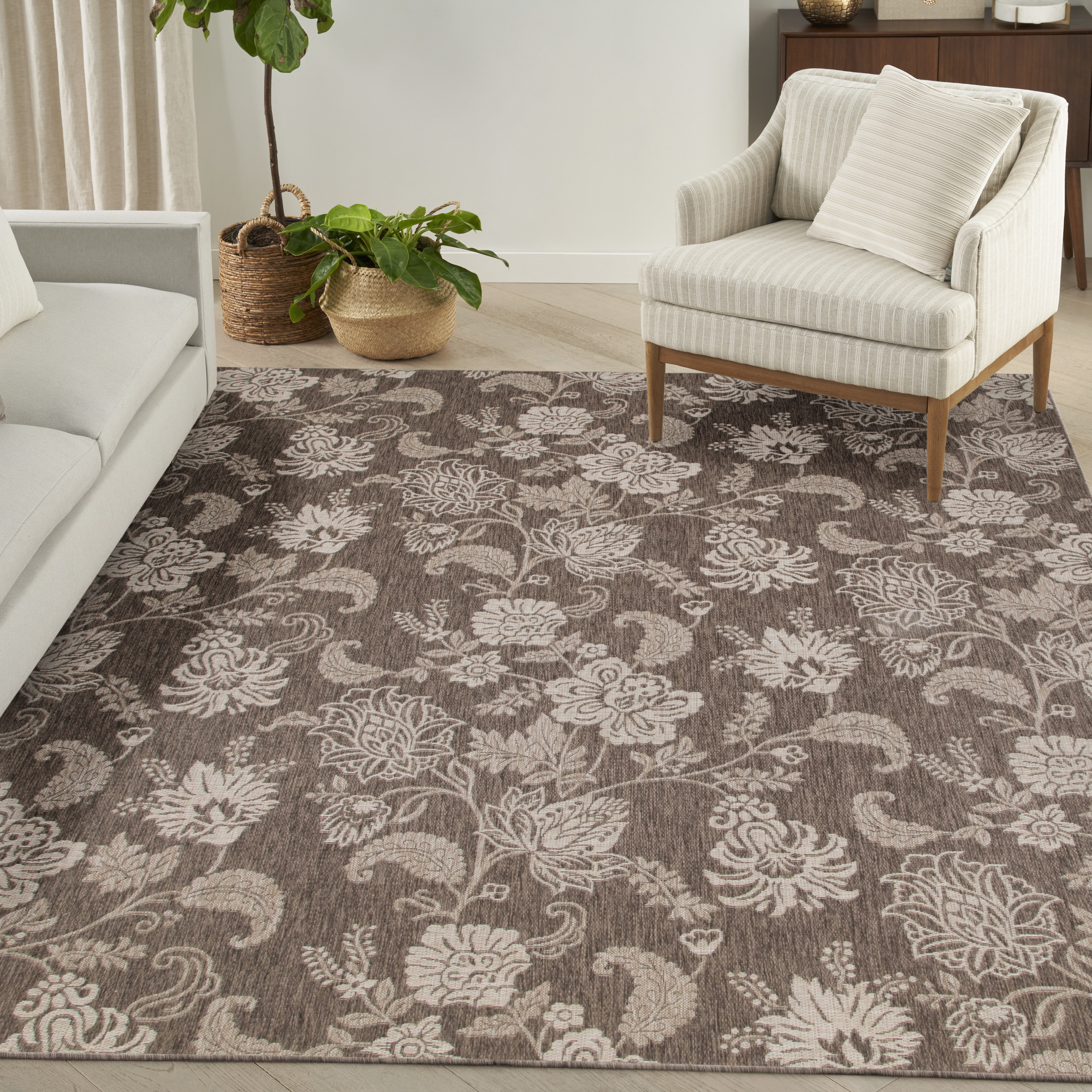 Nourison Garden Oasis 8' x 10' Mocha Tropical Rug