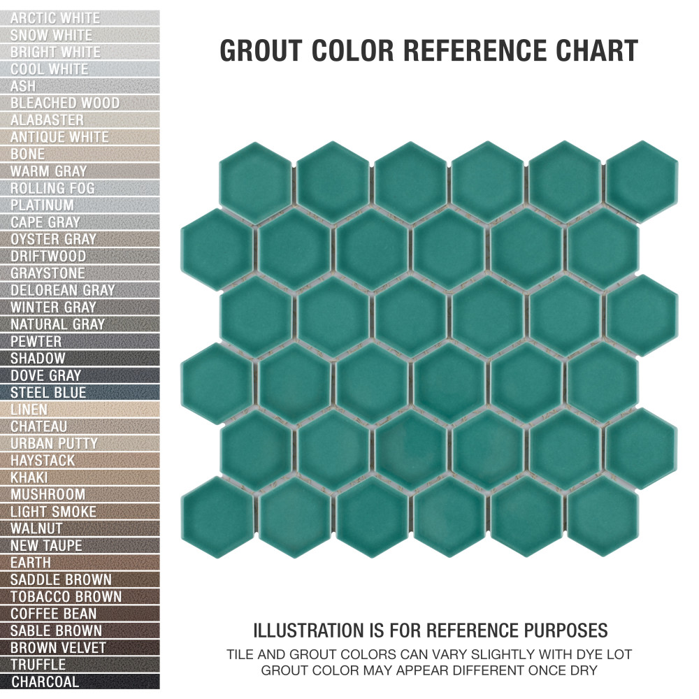 Sample – Tribeca 2″ Hex Glossy Jade Porcelain Mosaic Tile
