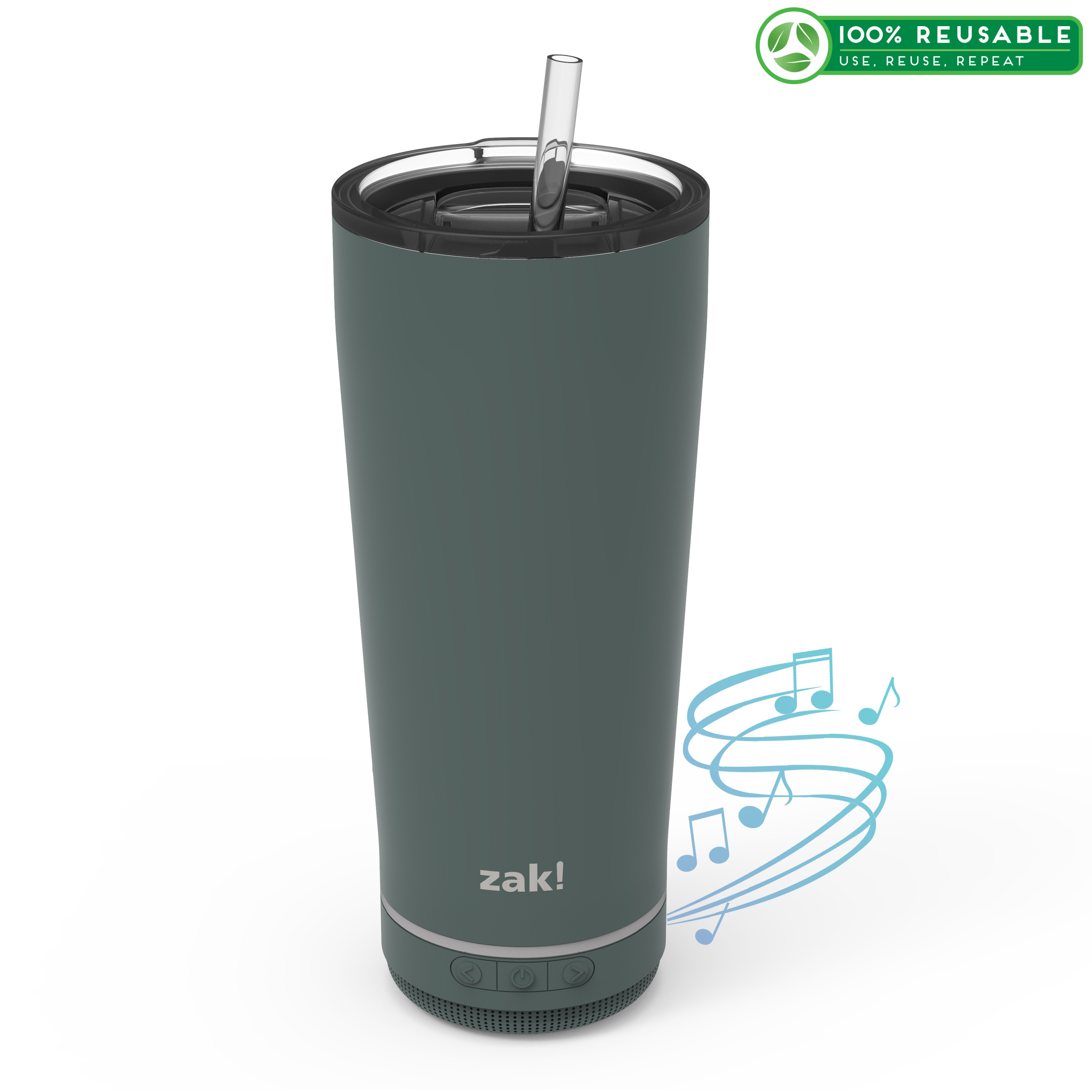 Zak Play 18 ounce Stainless Steel Tumbler with Bluetooth Speaker, Gray slideshow image 1 Zak Play 18 ounce Stainless Steel Tumbler with Bluetooth Speaker, Gray slideshow image 1