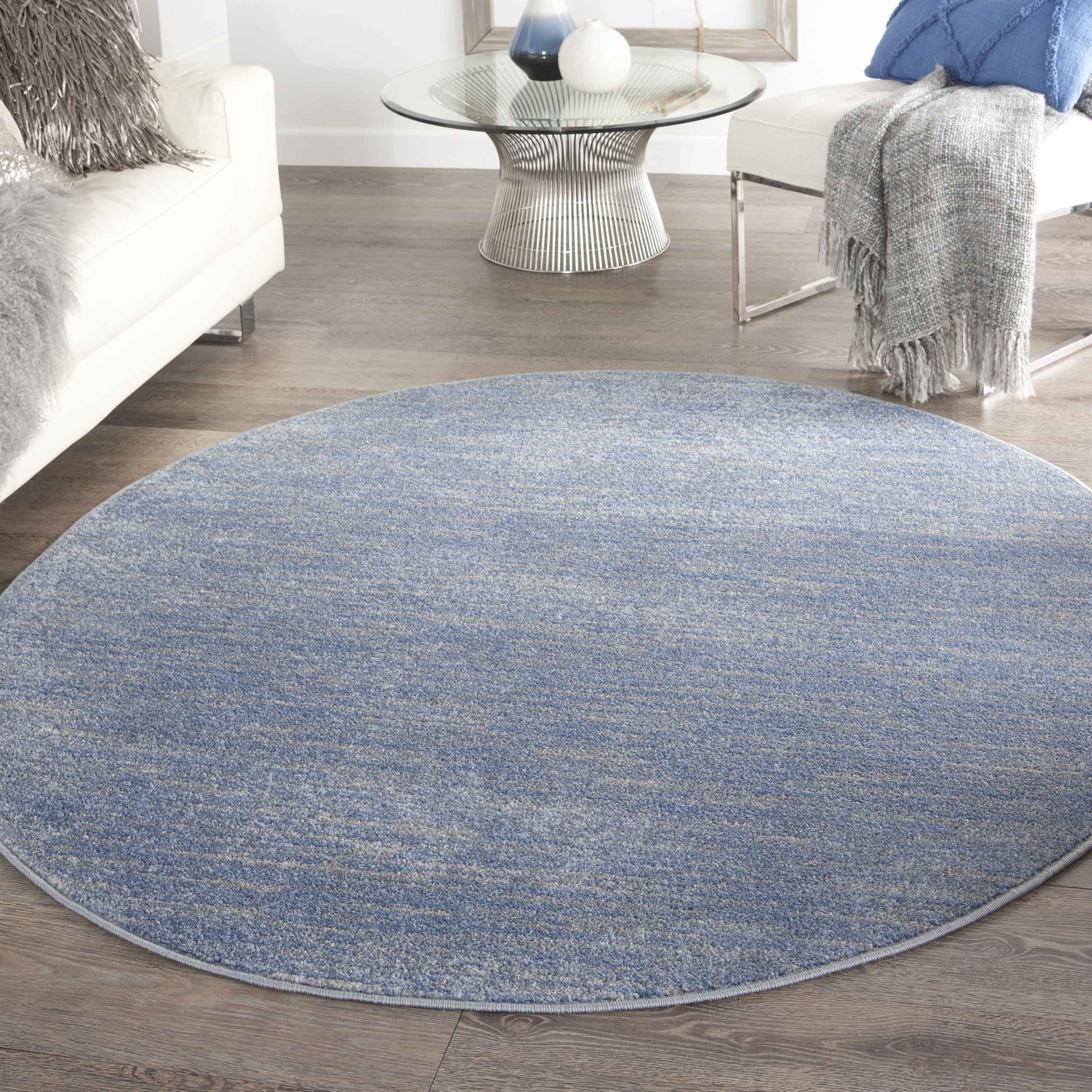 Nourison Nourison Essentials 6' x Round Blue Grey Outdoor Rug