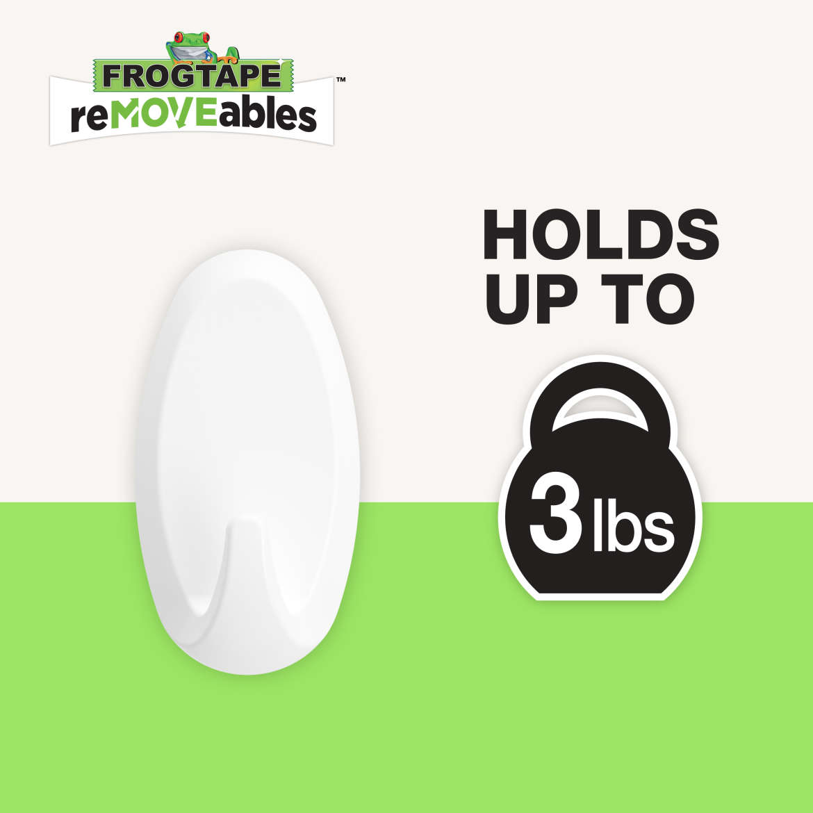 FrogTape reMOVEables™ Heavy-Duty Medium White Hook Application Image 2