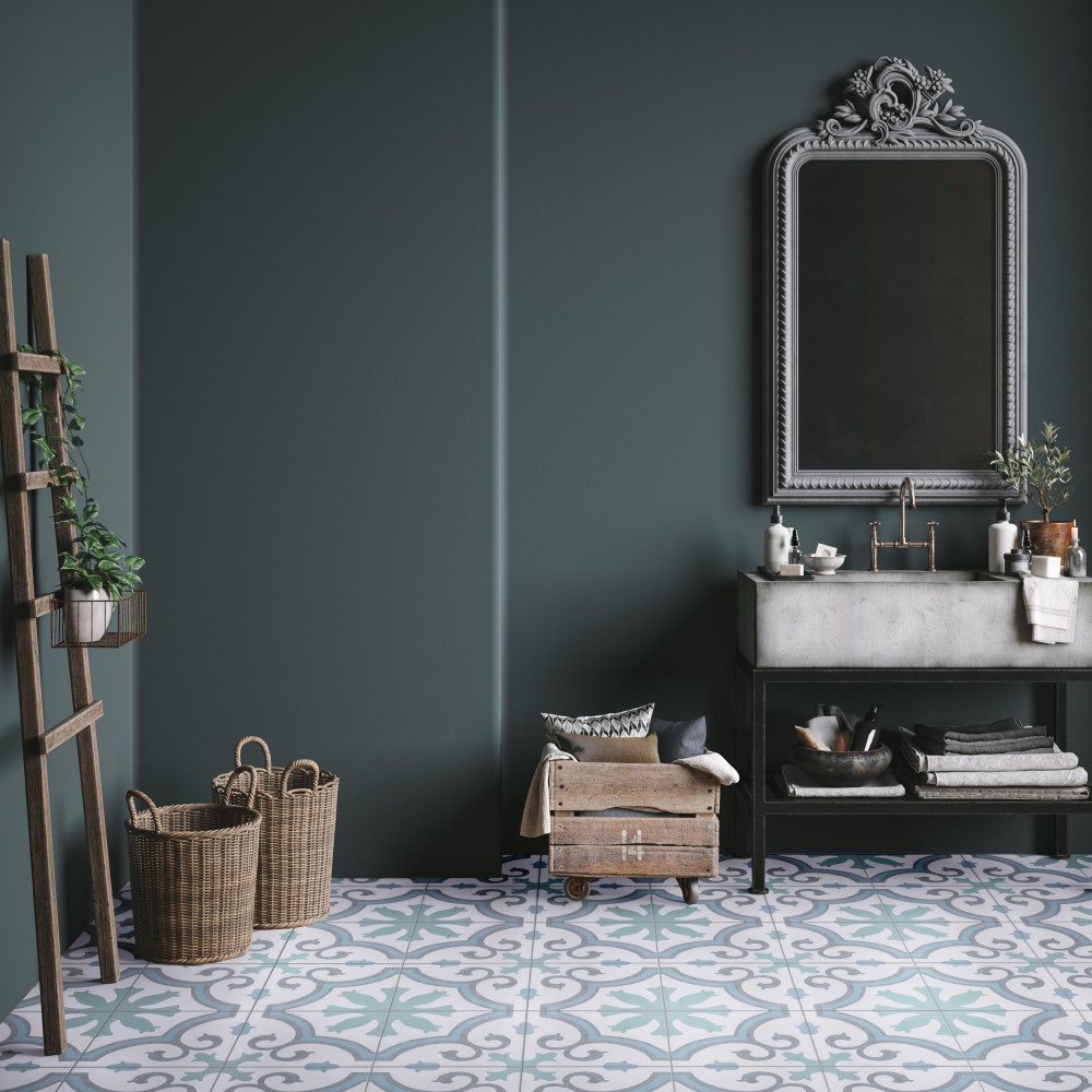 Lacour Aqua 9-3/4 in. x 9-3/4 in. Porcelain Floor and Wall Tile