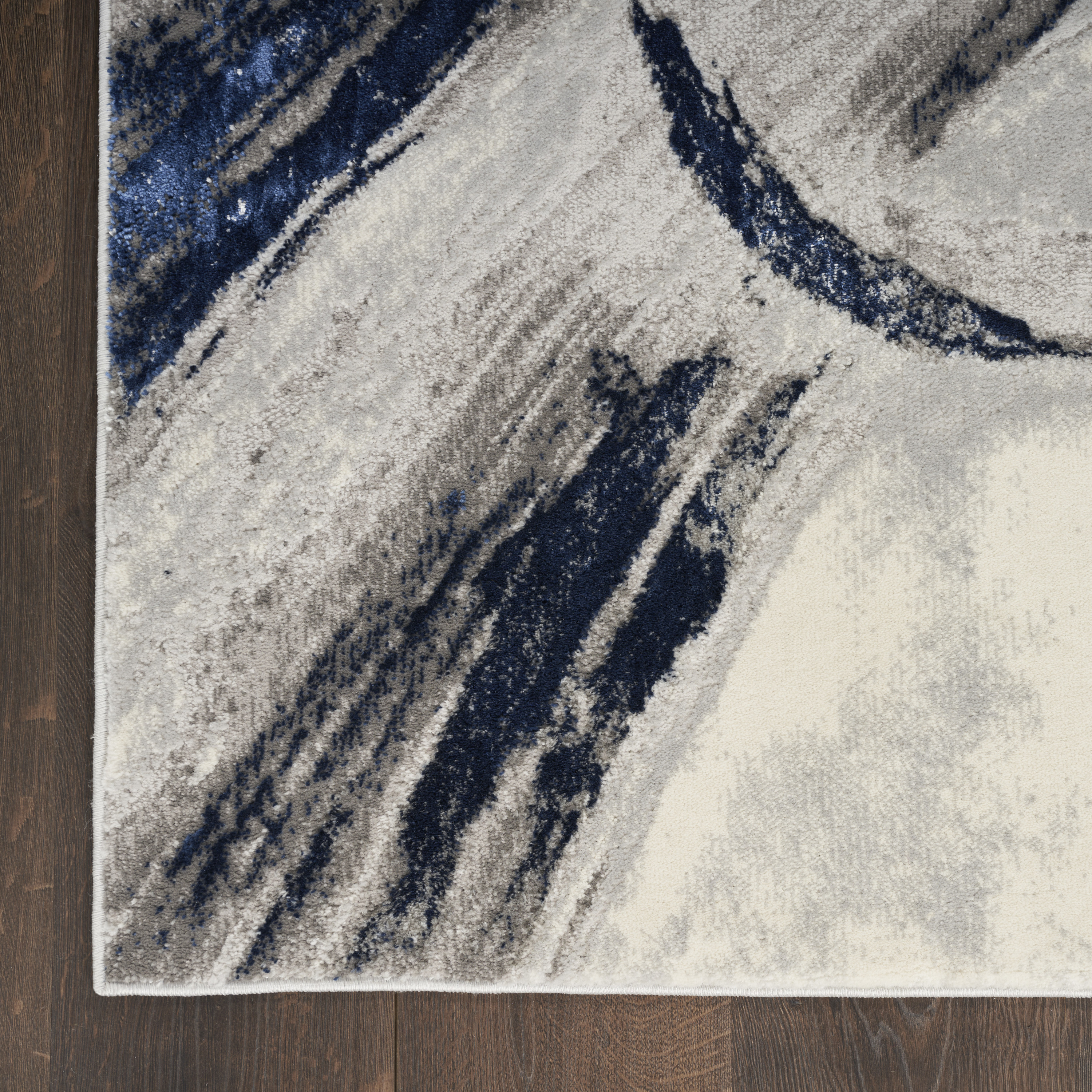 Nourison Splash 2'2" x 7'6" Grey Navy Modern Indoor Rug