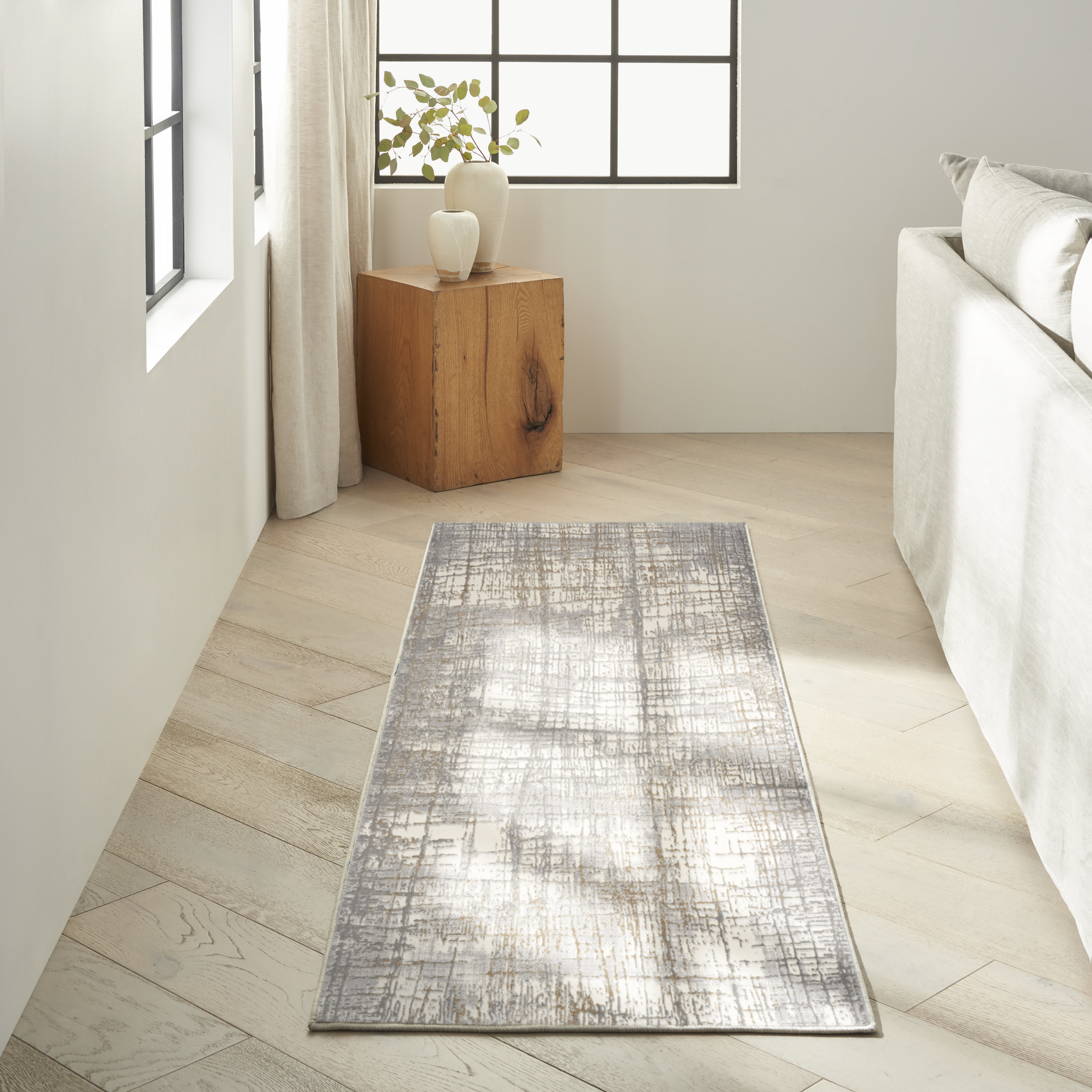 Calvin Klein CK950 Rush 2'3" x 7'3" Ivory Grey Modern Indoor Rug