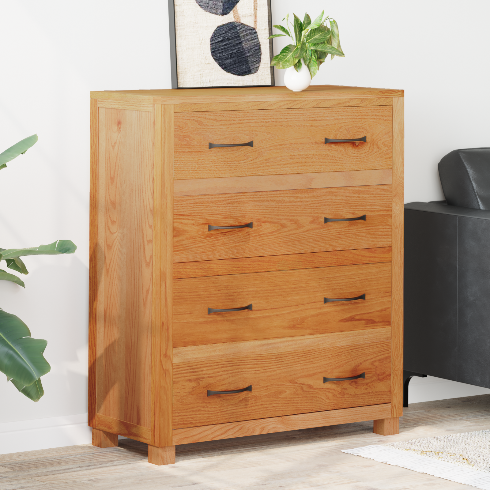 Kast met lade met opslag Bruin Massief Eikenhout image 2