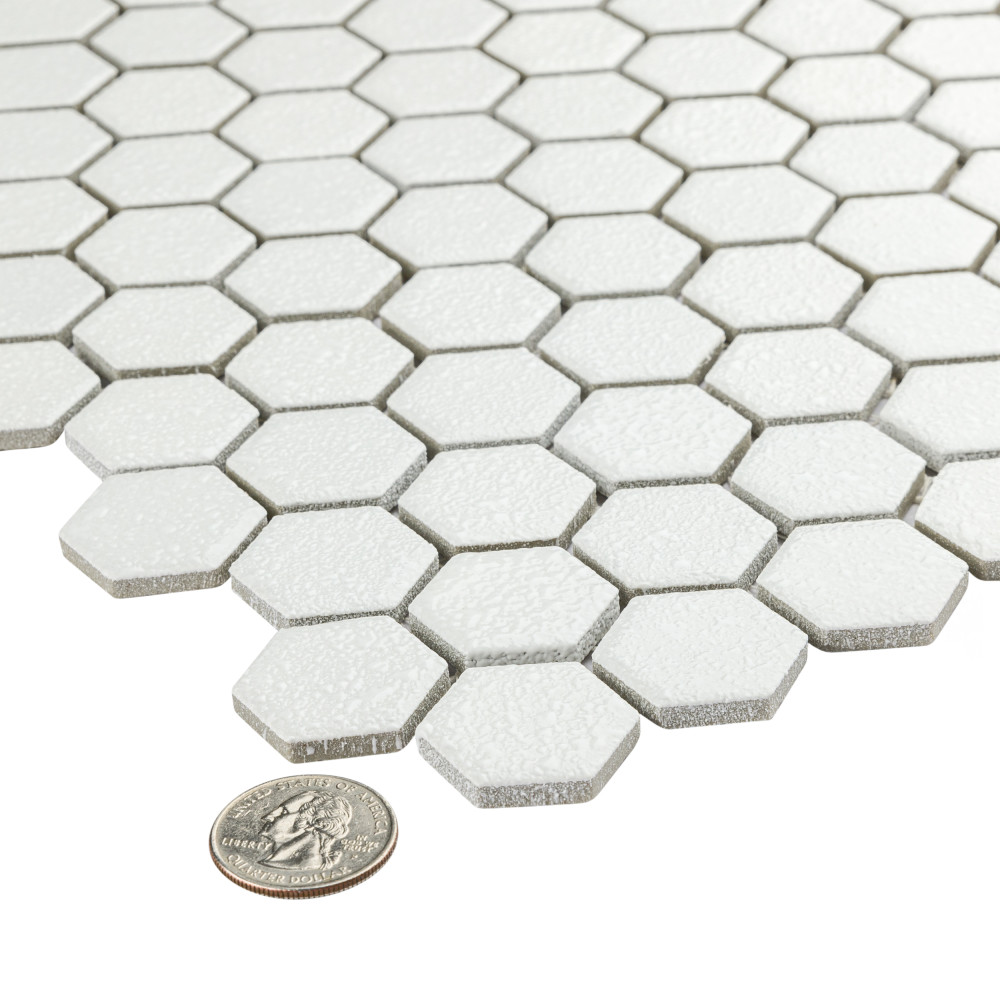 Hudson 1″ Hex Crystalline White 11-7/8 in. x 13-1/4 in. Porcelain Mosaic Tile