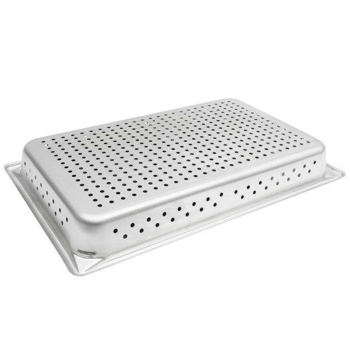 Full-size 2 ½-inch-deep Super Pan V® perforated stainless steel steam table pan