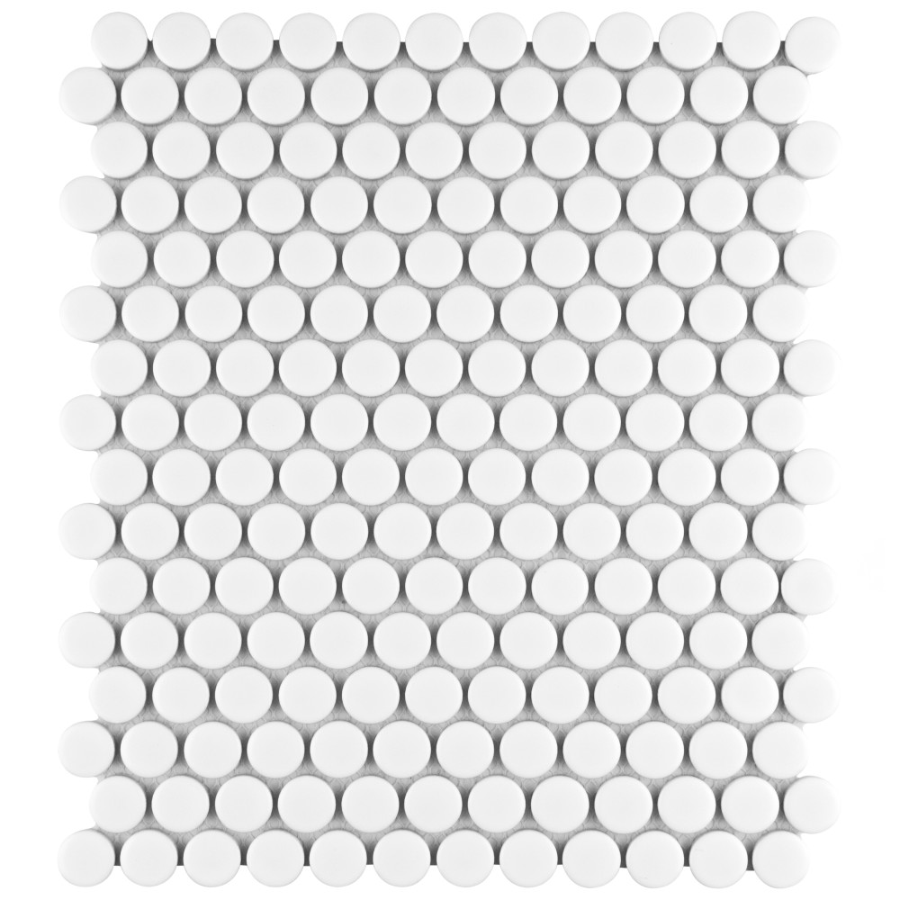 Metro Penny Matte White 9-3/4 in. x 11-1/2 in. Porcelain Mosaic Tile