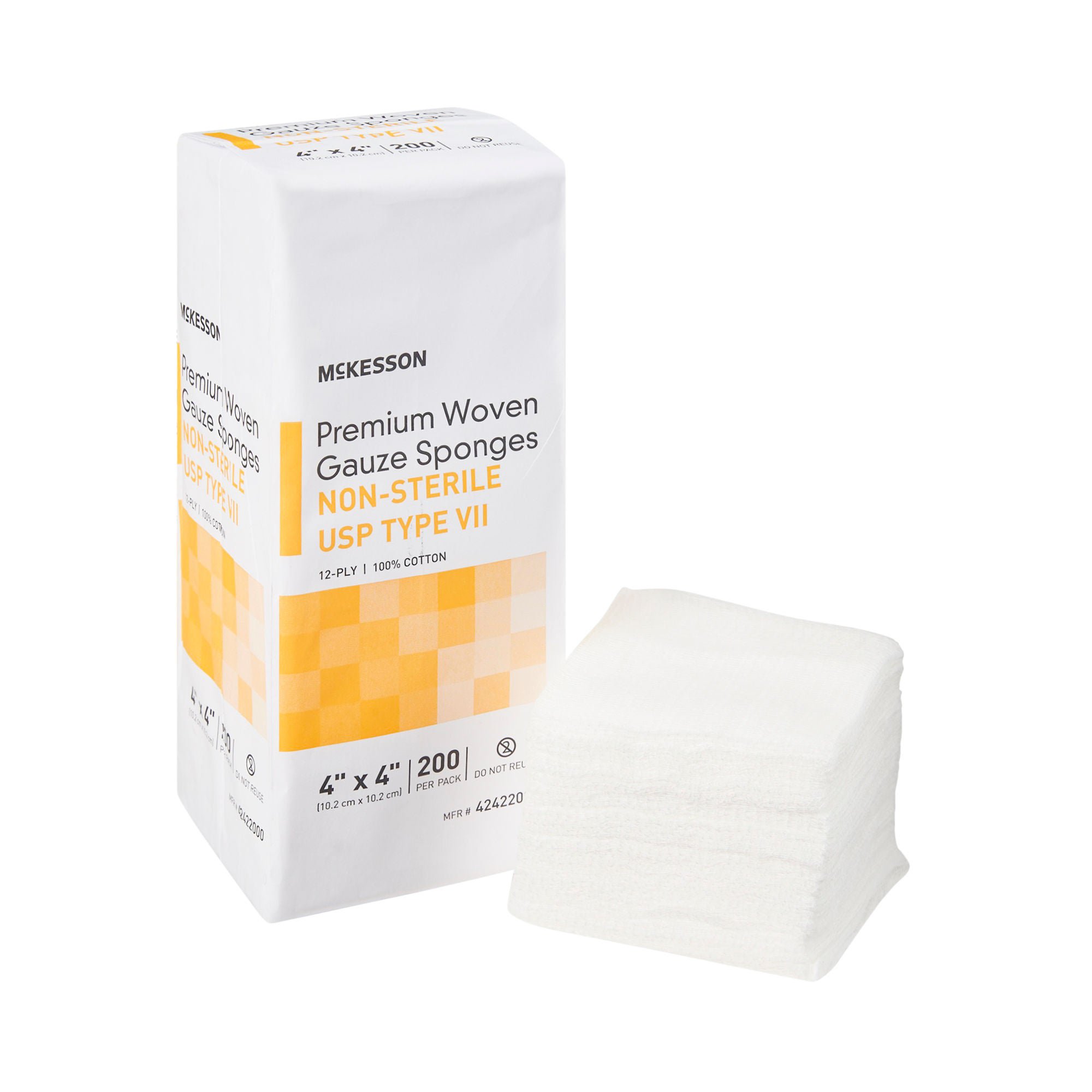 McKesson USP Type VII Gauze Sponge, 4 x 4 Inch, 12-Ply