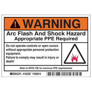 Identification Labels and Tapes, Polyester, Black/Orange on White