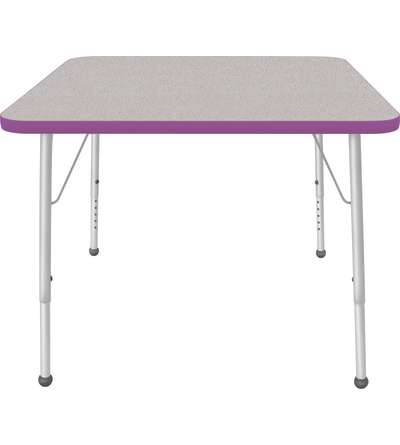 Creative Colors® Activity Table, Square, 36" x 36", Gray Nebula Top Color, Purple Edge Color, Standard Leg Height, Platinum Silv