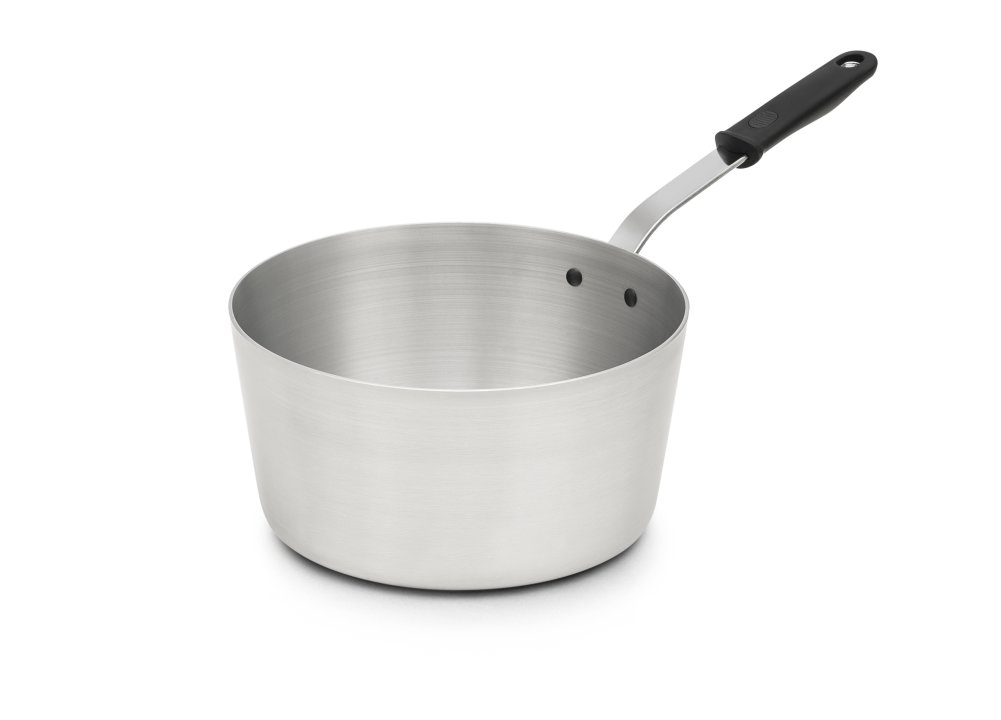 8 ½-quart Wear-Ever® tapered aluminum saucepan with natural finish and silicone handle