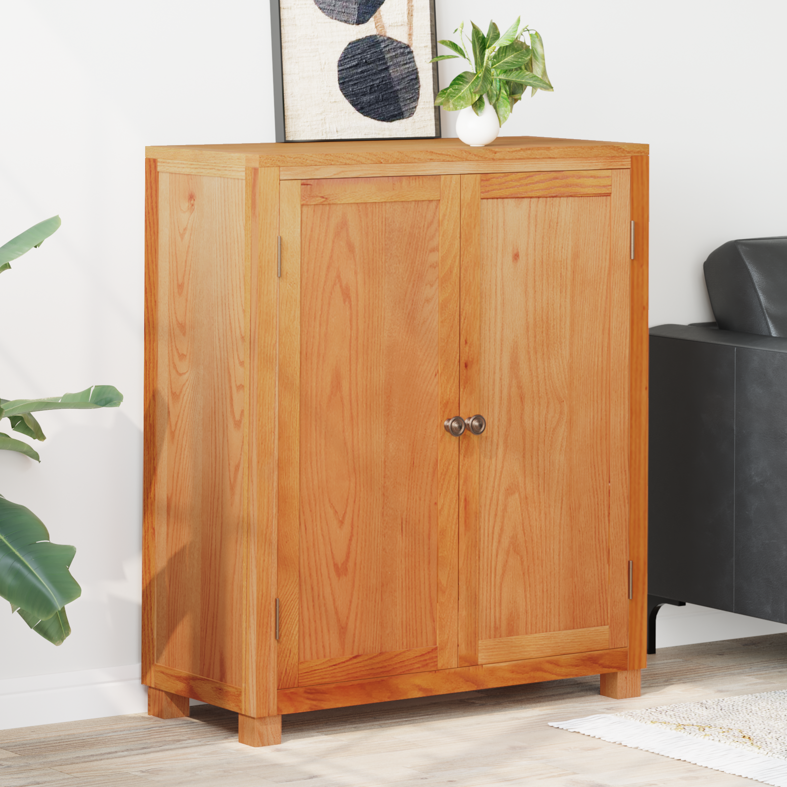 Kast met opslag met de deur Bruin Massief Eikenhout image 2
