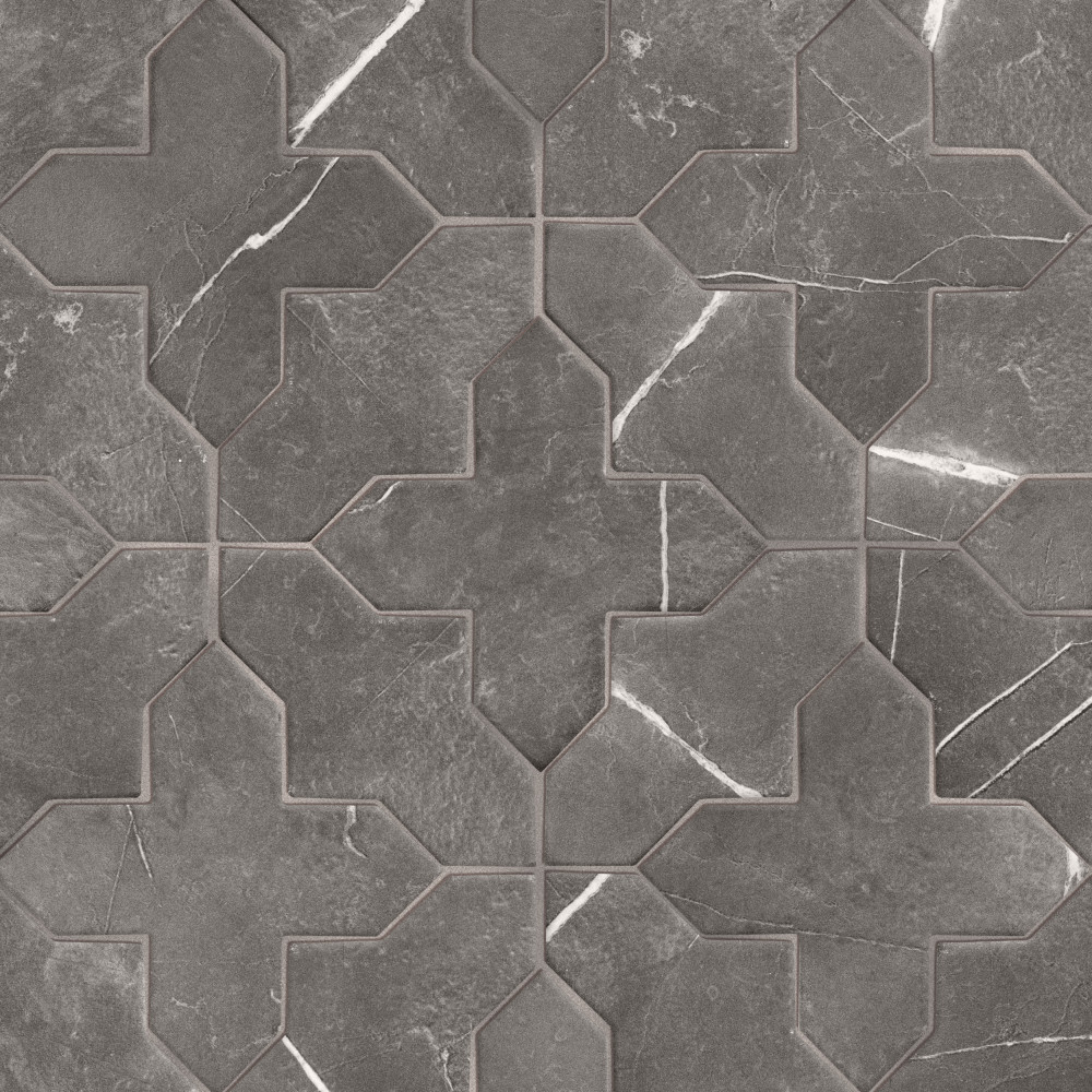 Istanbul Squire Shield Night with Night Cross 6 in. x 8-3/8 in. Porcelain Floor and Wall Tile