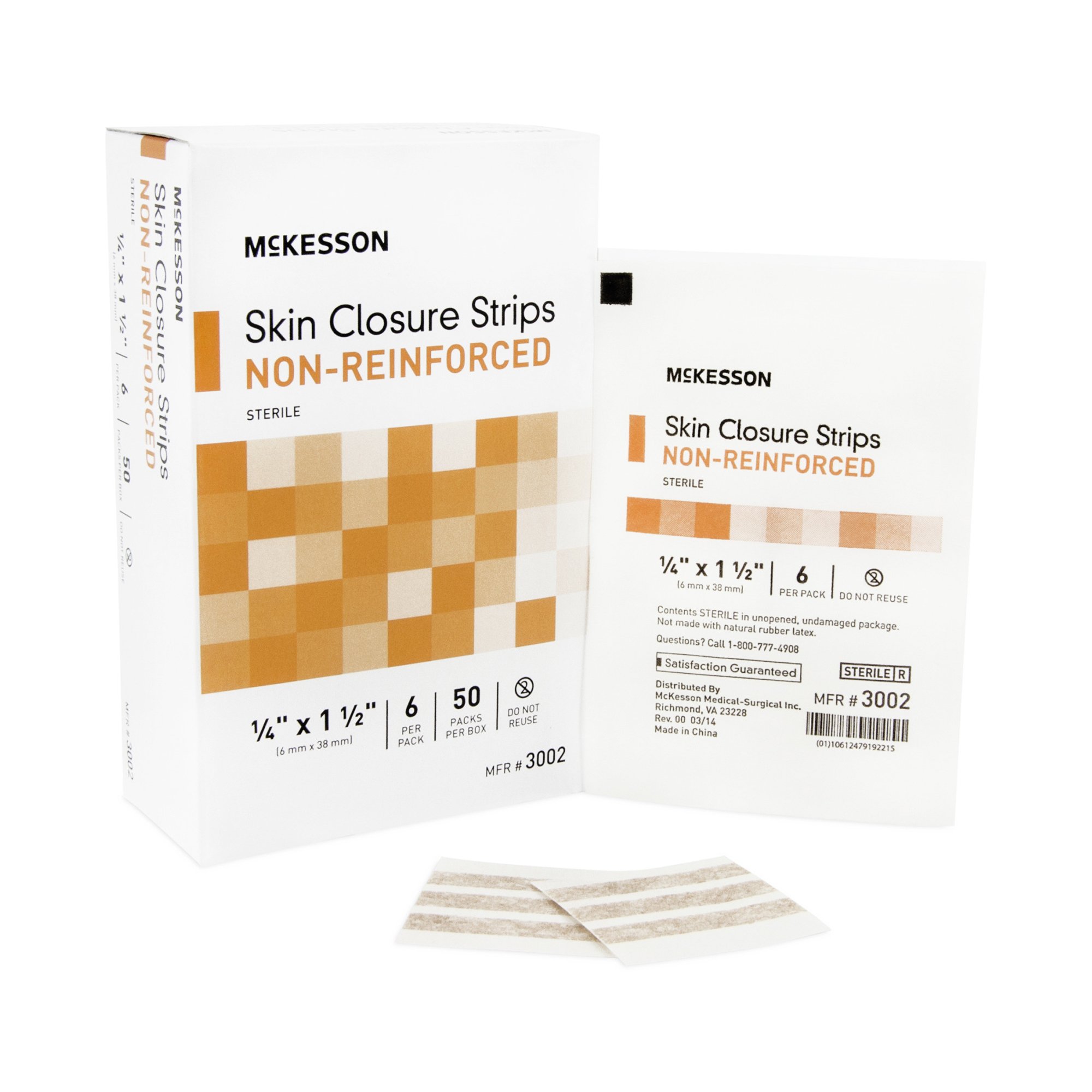 McKesson Nonreinforced Skin Closure Strip, 1/4 x 1-1/2 Inch MK 876301