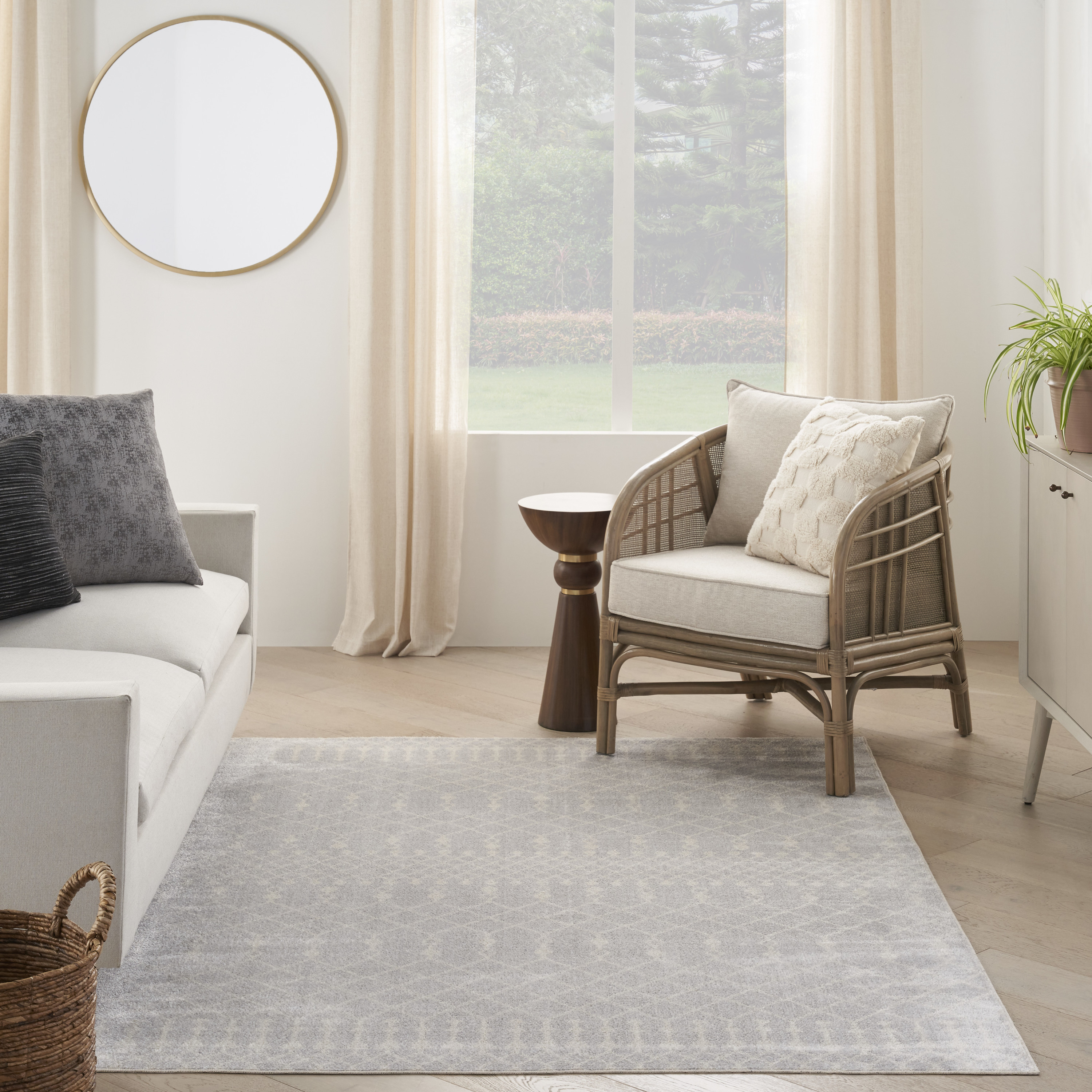 Nourison Astra Machine Washable 6'7" x 9' Grey Bohemian Indoor Rug