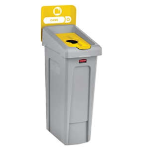 Rubbermaid Commercial, Slim Jim®, Bottles/Cans Station, 23 gal, Resin, Yellow, Rectangle, Receptacle