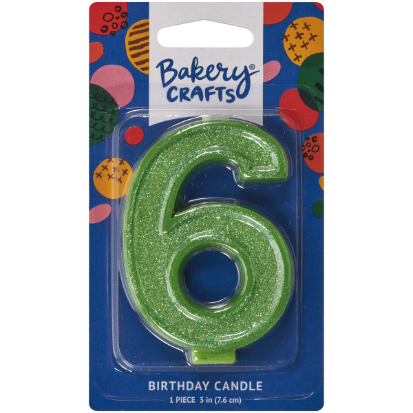 6 Glitter Numeral Candles