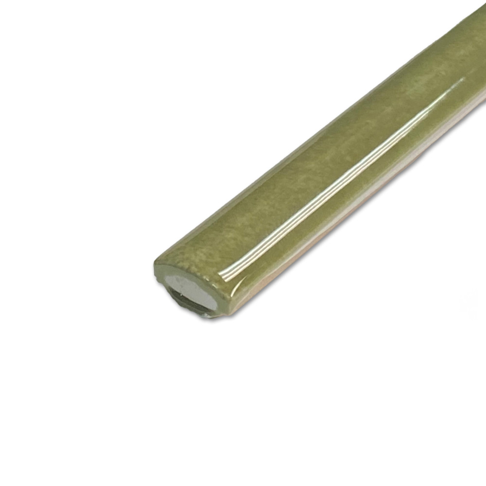 Coco Demi-Bullnose Glossy Moss Verde 1/2 in. x 7-7/8 in. Ceramic Wall Trim