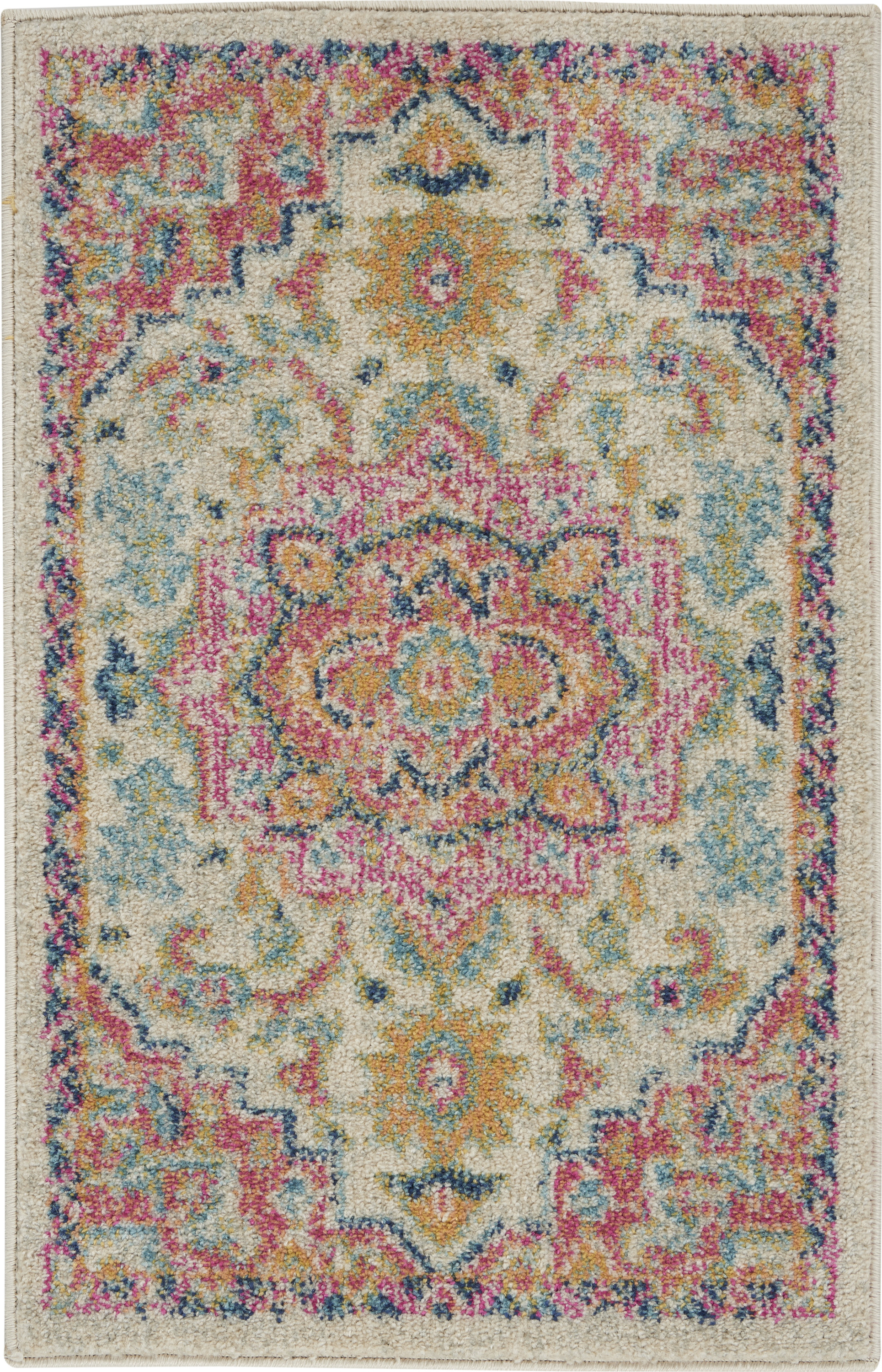 Nourison Passion 1'10" x 2'10" Ivory Pink Bohemian Indoor Rug